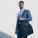 K0022AB | Messenger made of Canvas/Vera Leather, full-grain, ruffled - Color Black. Nickel Antiqued accessories, Zip top closure. Dimensions: 35 x 26 x 10 cm. Packaging: Tnt bag-2