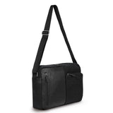 K0022AB | Messenger made of Canvas/Vera Leather, full-grain, ruffled - Color Black. Nickel Antiqued accessories, Zip top closure. Dimensions: 35 x 26 x 10 cm. Packaging: Tnt bag-3
