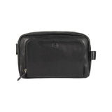 K0025AB | Beauty Case with side handle in full-grain genuine leather with a light grain – Black. Zip closure, Dimensions: 25 x 16 x 12 cm. Packaging: TNT bag-1