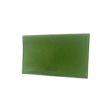 K0040EB | Flap pouch Made in Italy in genuine full-grain leather, dollar grain - Green color - Dimensions: 13 x 8 x 0.5 cm - Packaging: Rigid bottom/lid gift box-2