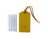 K0041LRB | Two-tone luggage tag Made in Italy in genuine full-grain leather, dollar grain - Orange/Yellow color - Dimensions: 6.5 x 12 cm - Packaging: Rigid bottom/lid gift box-2