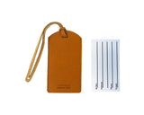 K0041LRB | Two-tone luggage tag Made in Italy in genuine full-grain leather, dollar grain - Orange/Yellow color - Dimensions: 6.5 x 12 cm - Packaging: Rigid bottom/lid gift box-3