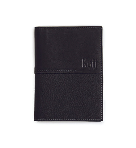 K10122AB | Document Holder + Passport Holder in Genuine Full-Grain Leather, Dollar Grain/Smooth. Color: Black. Closed Dimensions: 10 x 14 x 1 cm - Packaging: Rigid Gift Box with bottom/lid-0