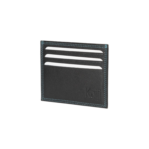 K10216AB | Credit Card Holder in Genuine Full-Grain Leather with a Light Grain. Black. Large Central Pocket. Dimensions: 9.8 x 8 x 0.5 cm. Packaging: Rigid Gift Box with Bottom/Lid-0