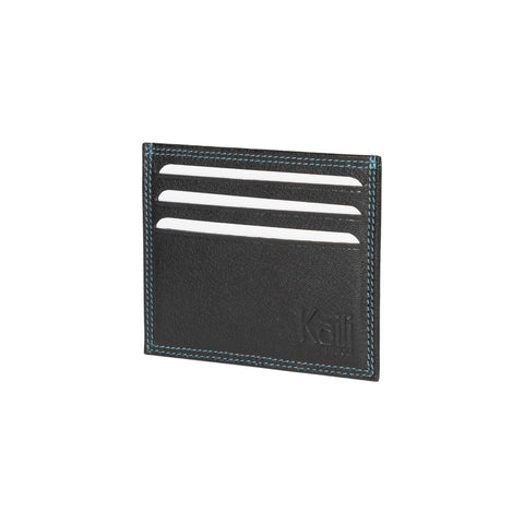 K10216AB | Credit Card Holder in Genuine Full-Grain Leather with a Light Grain. Black. Large Central Pocket. Dimensions: 9.8 x 8 x 0.5 cm. Packaging: Rigid Gift Box with Bottom/Lid-0