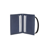 K10217DB | Credit Card Holder in genuine full-grain leather, with light grain. Blue color. Elastic closure. Size when closed: 7 x 9.8 x 0.5 cm. Packaging: hard bottom/cover Gift Box-1
