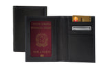 K10122AB | Document Holder + Passport Holder in Genuine Full-Grain Leather, Dollar Grain/Smooth. Color: Black. Closed Dimensions: 10 x 14 x 1 cm - Packaging: Rigid Gift Box with bottom/lid-1