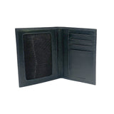 K10122AB | Document Holder + Passport Holder in Genuine Full-Grain Leather, Dollar Grain/Smooth. Color: Black. Closed Dimensions: 10 x 14 x 1 cm - Packaging: Rigid Gift Box with bottom/lid-3