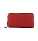 K10238VB | Women's wallet in genuine full-grain leather with a light grain. Color: Red. Closed dimensions: 18.5 x 10 x 2.5 cm. Packaging: Rigid gift box with bottom/lid-1