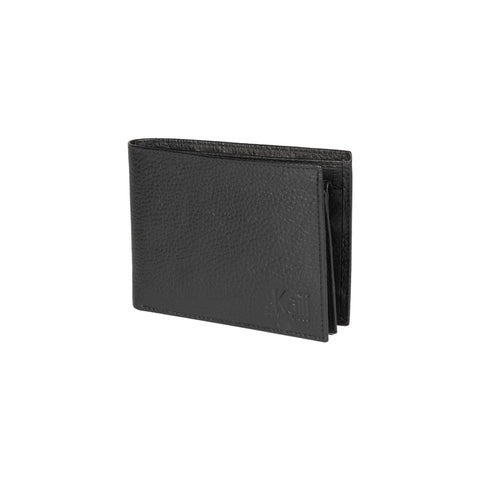 K10304AB | Men's Wallet in Genuine Full-Grain Leather, Dollar Grain. Black. Coin Pocket. Closed Dimensions: 12.5 x 9.3 x 1 cm. Packaging: Rigid Gift Box with bottom/lid-0