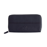 K10438DB | Women's Wallet in Smooth, Full-Grain Genuine Leather. Blue. All-over hot stamping. Closed dimensions: 18.5 x 10 x 2.5 cm. Packaging: Rigid Gift Box with bottom/lid-0
