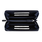 K10438DB | Women's Wallet in Smooth, Full-Grain Genuine Leather. Blue. All-over hot stamping. Closed dimensions: 18.5 x 10 x 2.5 cm. Packaging: Rigid Gift Box with bottom/lid-1