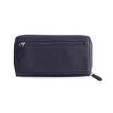 K10438DB | Women's Wallet in Smooth, Full-Grain Genuine Leather. Blue. All-over hot stamping. Closed dimensions: 18.5 x 10 x 2.5 cm. Packaging: Rigid Gift Box with bottom/lid-2