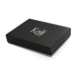 K10438DB | Women's Wallet in Smooth, Full-Grain Genuine Leather. Blue. All-over hot stamping. Closed dimensions: 18.5 x 10 x 2.5 cm. Packaging: Rigid Gift Box with bottom/lid-3