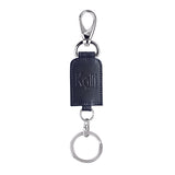 K10542FB | Keychain in smooth, full-grain genuine leather. Color: Gray. Polished nickel accessories. Total dimensions: 3 x 16 x 0.5 cm. Packaging: Rigid gift box with bottom/lid-0