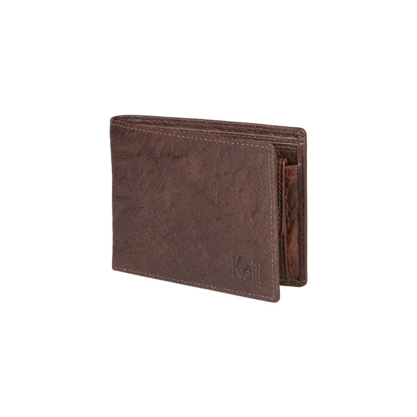 K10603BB | Men's Wallet in Genuine Full-Grain Leather, Milled. Dark Brown Color. Coin Pocket. Closed Dimensions: 12.5 x 9.3 x 1 cm. Packaging: Rigid Gift Box with bottom/lid-0