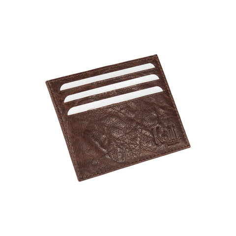 K10616BB | Genuine full-grain leather credit card holder, foxed. Dark Brown color. Large central pocket. Dimensions: 9.8 x 8 x 0.5 cm. Packaging: hard bottom/cover Gift Box-0