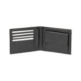 K11403AB | Men's wallet in genuine full-grain leather with a light grain. Black. Coin pocket. Closed dimensions: 12.5 x 9.3 x 1 cm. Packaging: Rigid gift box with bottom/lid-1
