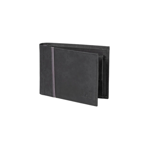 K12203AF | Men's Wallet in Genuine Full-Grain Naked Leather. Black. RFID Protection. Closed Dimensions: 12.5 x 9.5 x 2 cm. Packaging: Gift box with lid/bottom-0