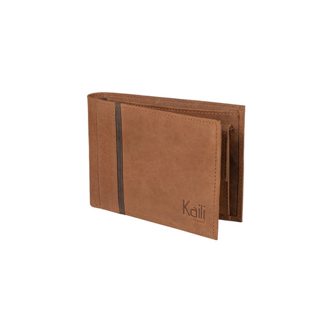 K12203UB | Men's Wallet in Genuine Full-Grain Naked Leather. Tan Color. RFID Protection. Closed Dimensions: 12.5 x 9.5 x 2 cm. Packaging: Gift box bottom/lid-0