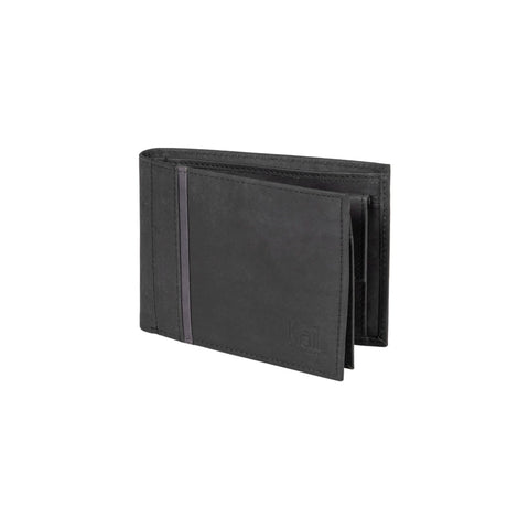 K12204AF | Men's Wallet in Genuine Full-Grain Naked Leather. Black. RFID Protection. Closed Dimensions: 12.5 x 9.5 x 2 cm. Packaging: Gift box with lid/bottom-0