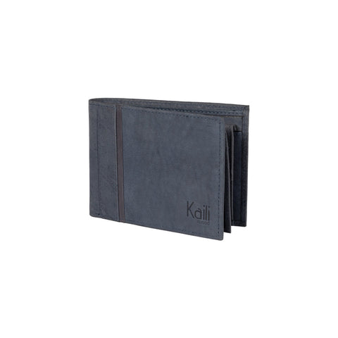 K12220DF | Men's Wallet in Genuine Full-Grain Naked Leather. Blue. RFID Protection. Closed Dimensions: 11.5 x 8.3 x 2 cm. Packaging: Gift box with lid/bottom-0