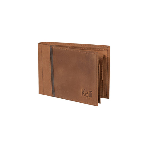 K12204UB | Men's Wallet in Genuine Full-Grain Naked Leather. Tan Color. RFID Protection. Closed Dimensions: 12.5 x 9.5 x 2 cm. Packaging: Gift box bottom/lid-0