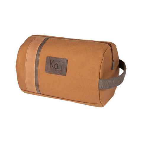 K2005UB | Beauty Case in Canvas 100% Cotton/Full Grain Leather, Naked. Leather color. Side handle. Zipper closure. Dimensions: 25 x 15 x 17 cm. Packaging: Tnt bag-0