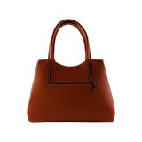 RB1004AM | Genuine Leather Handbag Made in Italy with Removable Shoulder Strap and Metal Snap Hook Attachments - Gunmetal - Paprika Color - Dimensions: 33 x 25 x 15 cm + Handles 13 cm-1