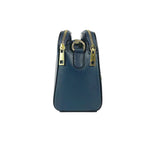 RB1011D | Women's Genuine Leather Crossbody Bag Made in Italy. Removable shoulder strap. Polished Gold metal snap hook attachments. Color: Blue. Dimensions: 25 x 17 x 10 cm.-2