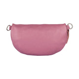 RB1015AZ | Fanny pack with removable shoulder strap in Genuine Leather Made in Italy. Polished Nickel metal snap hook attachments - Antique Pink color - Dimensions: 24 x 14 x 7-2