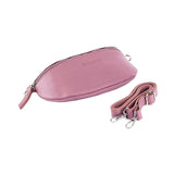 RB1015AZ | Fanny pack with removable shoulder strap in Genuine Leather Made in Italy. Polished Nickel metal snap hook attachments - Antique Pink color - Dimensions: 24 x 14 x 7-0