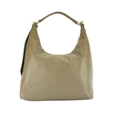 RB1017AQ | Women's Soft Shoulder Bag in Genuine Leather Made in Italy with a single handle and removable shoulder strap. Attachments with shiny gold metal snap hooks - Taupe color - Dimensions: 36 x 40 x 13 cm-1