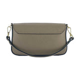 RB1023AQ | Small Shoulder Bag with Removable Chain Strap in Genuine Leather Made in Italy. Flap Closure. Polished Gold Metal Accessories - Taupe Color - Dimensions: 22 x 12 x 3 cm-4