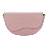 RB1027AZ | Women's Rounded Crossbody Bag in Genuine Leather Made in Italy. Removable and adjustable leather shoulder strap. Polished Nickel Accessories - Antique Pink Color - Dimensions: 25 x 15 x 9 cm-1