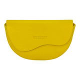 RB1027R | Women's Rounded Crossbody Bag in Genuine Leather Made in Italy. Removable and adjustable leather shoulder strap. Polished Nickel Accessories - Yellow Color - Dimensions: 25 x 15 x 9 cm-1