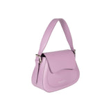 RB1030CI | EMMA Women's Shoulder Bag with Flap in Genuine Leather Made in Italy. Polished Silver Metal Accessories - Lilac Color - Dimensions: 24 x 18 x 9 + 14.5 cm (Handle Drop)-4