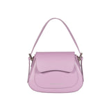 RB1030CI | EMMA Women's Shoulder Bag with Flap in Genuine Leather Made in Italy. Polished Silver Metal Accessories - Lilac Color - Dimensions: 24 x 18 x 9 + 14.5 cm (Handle Drop)-0