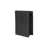 RB12009A | Men's fold-over wallet in genuine full-grain leather with a light grain. Black. RFID protection. Closed dimensions: 9.5 x 13 x 2 cm. Packaging: Gift box with bottom/lid-0