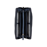 RB12080D | Women's wallet in genuine full-grain leather, with light grain. Blue color. RFID protection. Size: 20 x 10 x 2.5 cm. Packaging: gift box bottom/cover-1