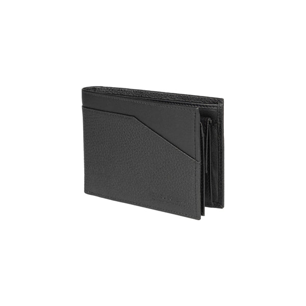 RB12104A | Men's Wallet in Genuine Full-Grain Leather, Dollar Grain/Light. Black. RFID Protection. Closed Dimensions: 12.5 x 9.5 x 2 cm. Packaging: Gift box bottom/lid-0