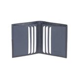 RB12113D | Vertical wallet in full-grain genuine leather, dollar grain/light. Color: Blue. RFID protection. Closed dimensions: 9.5 x 10 x 1 cm. Packaging: Gift box bottom/lid-1
