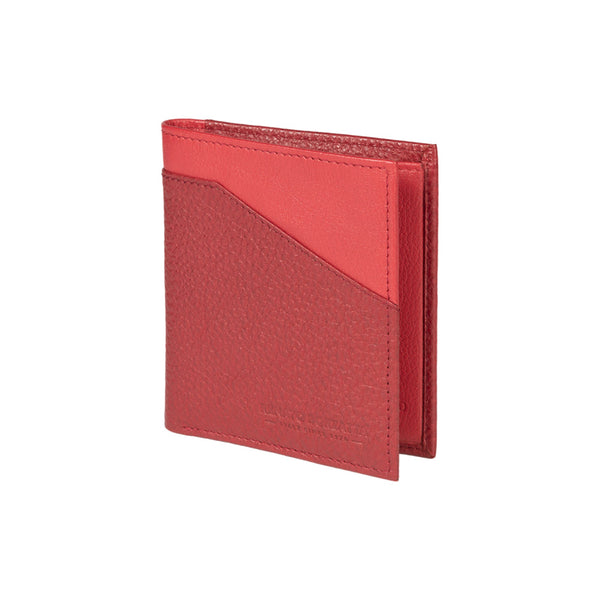 RB12113V | Vertical wallet in full-grain genuine leather, dollar grain/light. Color: Red. RFID protection. Closed dimensions: 9.5 x 10 x 1 cm. Packaging: Gift box bottom/lid-0