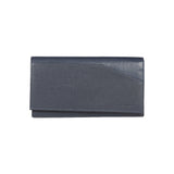 RB12129D | Women's wallet in genuine full grain leather, dollar/light grain. Blue color. RFID protection. Size when closed: 18.5 x 10 x 3 cm. Packaging: gift box bottom/cover-2