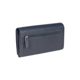 RB12129D | Women's wallet in genuine full grain leather, dollar/light grain. Blue color. RFID protection. Size when closed: 18.5 x 10 x 3 cm. Packaging: gift box bottom/cover-3