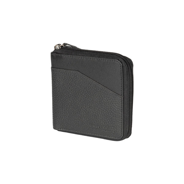 RB12175A | Wallet with Zip in genuine full grain leather, dollar/light grain. Black color. RFID protection. Size when closed: 11.5 x 10.5 x 2 cm. Packaging: gift box bottom/cover-0