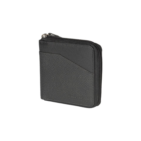 RB12175A | Wallet with Zip in genuine full grain leather, dollar/light grain. Black color. RFID protection. Size when closed: 11.5 x 10.5 x 2 cm. Packaging: gift box bottom/cover-0