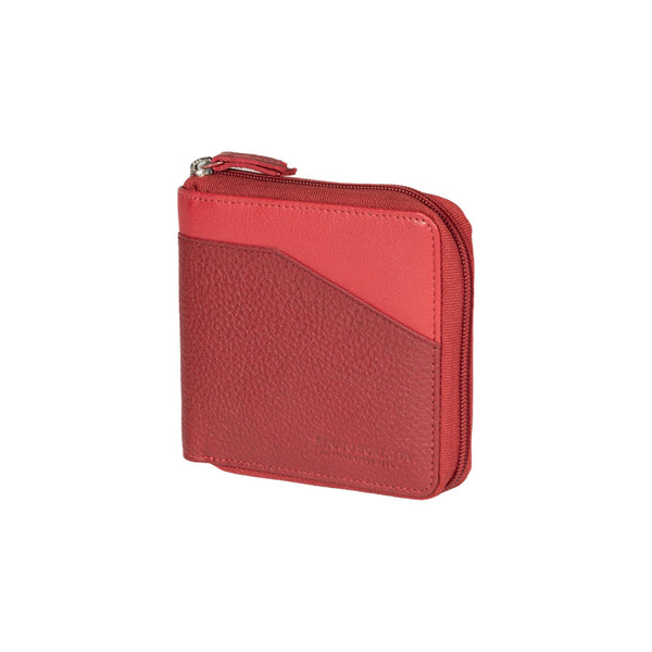 RB12175V | Zip Around Wallet in Genuine Full-Grain Leather, Dollar Grain/Light. Color: Red. RFID Protection. Closed Dimensions: 11.5 x 10.5 x 2 cm. Packaging: Gift box with lid/bottom-0