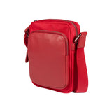 RB2002V | Nylon/Vera Leather Shoulder Bag, with light grain. Zipper closure and adjustable shoulder strap - Red color - Size: 15.5 x 21 x 7 cm. Packaging: Non-Woven Fabric Bag-0