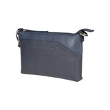RB2003D | Genuine full-grain leather shoulder/wrist bag, dollar/light grain. Removable shoulder strap and handle. Blue color. Dimensions: 22 x 14 x 2.5 cm. Packaging: Non-Woven Fabric Bag-2
